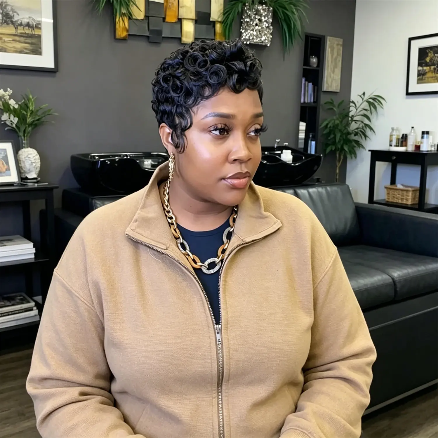 Pixie Cut Wig Short Curly Wig Full Machine Made Human Hair Wig 100% Human Hair Fashion Soft Smooth Daily Use for Black Women
Pixie Cut Wig Short Curly Wig Full Machine Made Human Hair Wig 100% Human Hair Fashion Soft Smooth Daily Use for Black Women