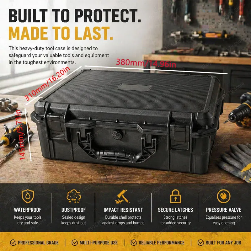 Portable Sealed Secure Storage Tool Box With Pre-Cut Foam Tool Box, Shockproof And Waterproof, Perfect For Home, Tool Storage.
Portable Sealed Secure Storage Tool Box With Pre-Cut Foam Tool Box, Shockproof And Waterproof, Perfect For Home, Tool Storage.