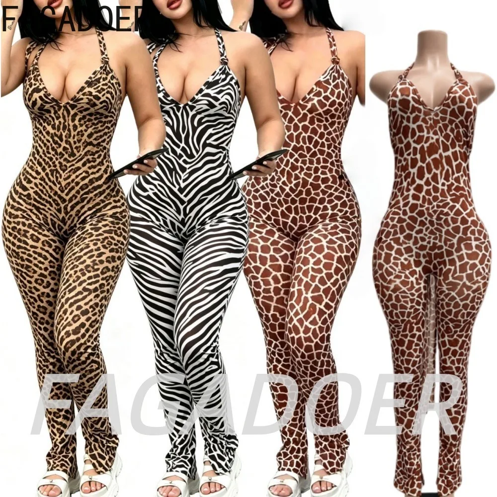 FAGADOER Sexy Ruched Leopard Print Jumpsuits Summer Cow Pattern Patchwork Halter Bodycon Rompers Streetwear Club Playsuits New
FAGADOER Sexy Ruched Leopard Print Jumpsuits Summer Cow Pattern Patchwork Halter Bodycon Rompers Streetwear Club Playsuits New