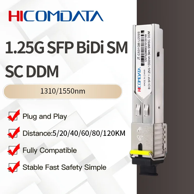 Gigabit SFP SC Single Mode Single Fiber Module,1.25G 5/20/40/60/80/120km Gigabit Transceiver,compatible TP-Link/Mikrotik/Cisco..
Gigabit SFP SC Single Mode Single Fiber Module,1.25G 5/20/40/60/80/120km Gigabit Transceiver,compatible TP-Link/Mikrotik/Cisco..