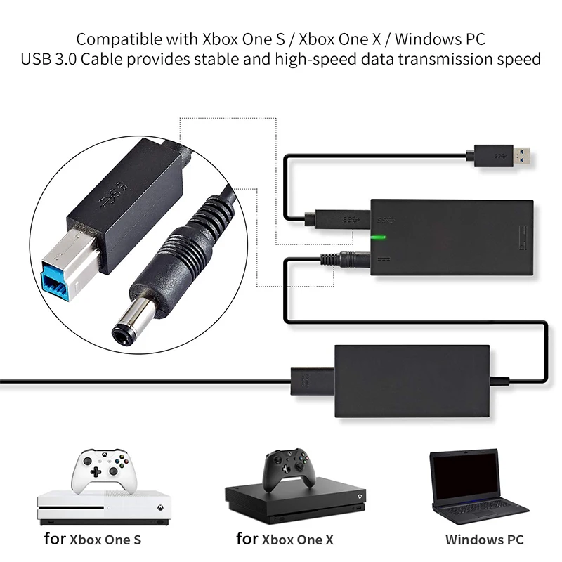 Adapter Power Supply for Xbox One S/X/Windows PC Kinect Adapter EU US Plug Kinect AC Adapter 2.0 3.0 with Cord Cable Accessories
Adapter Power Supply for Xbox One S/X/Windows PC Kinect Adapter EU US Plug Kinect AC Adapter 2.0 3.0 with Cord Cable Accessories