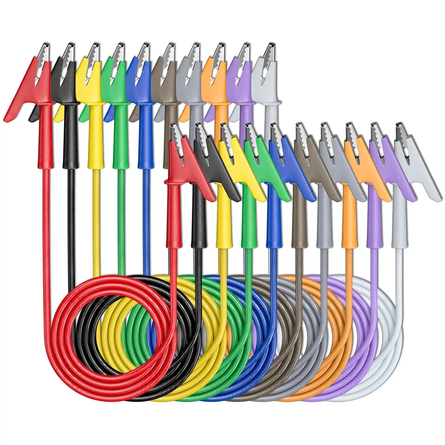 10PCS Alligator Clips Test Leads Dual Ended Crocodile Wire Cable with Insulators for Electrical Testing 10 Colors 3.3ft
10PCS Alligator Clips Test Leads Dual Ended Crocodile Wire Cable with Insulators for Electrical Testing 10 Colors 3.3ft