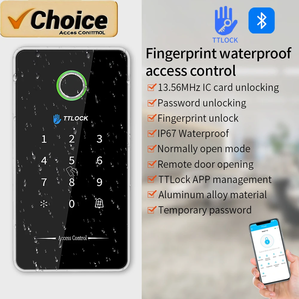 Fingerprint & NFC 13.56MHz RFID Access Control System - IP65 Waterproof Metal Keypad for Electric Gates by Asia-Teco TTLOCK MJ02
Fingerprint & NFC 13.56MHz RFID Access Control System - IP65 Waterproof Metal Keypad for Electric Gates by Asia-Teco TTLOCK MJ02