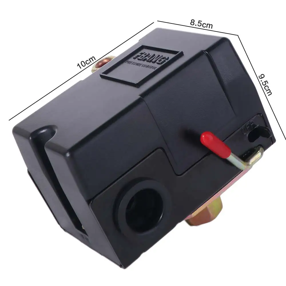 90-120 PSI Handle Pressure Switch 220V 1 Ports Horizontal Control Valve Replacement Parts Heavy Duty Air Pressure Controller
90-120 PSI Handle Pressure Switch 220V 1 Ports Horizontal Control Valve Replacement Parts Heavy Duty Air Pressure Controller