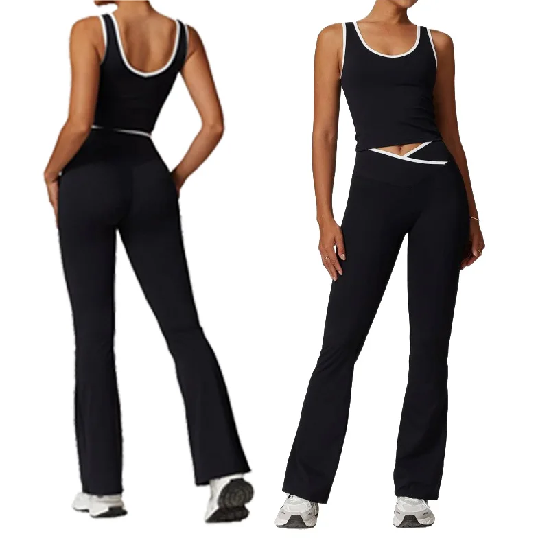 Black 2 Piece Yoga Set Women Cross Waist Flared Leggings Backless Sports Top Tummy Control Running Gym Suit Activewear Summer
Black 2 Piece Yoga Set Women Cross Waist Flared Leggings Backless Sports Top Tummy Control Running Gym Suit Activewear Summer