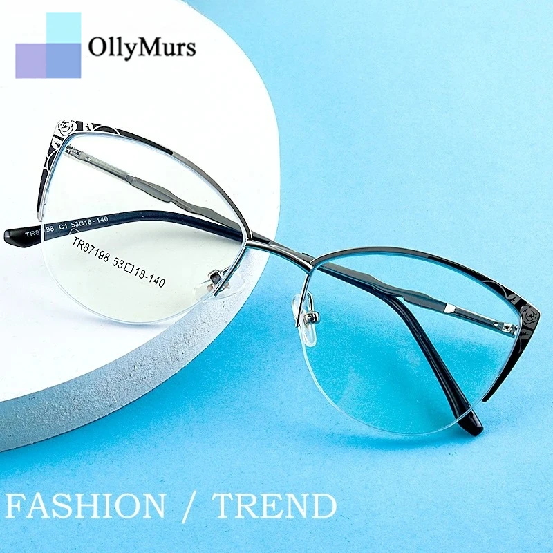 OLLYMURS New Ultra-light Fashion Blue Light Block Glasses Retro Cat Eye Optical Prescription Half Frame Eyeglasses Women Eyewear
OLLYMURS New Ultra-light Fashion Blue Light Block Glasses Retro Cat Eye Optical Prescription Half Frame Eyeglasses Women Eyewear
