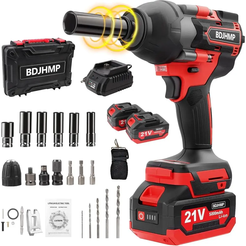 1/2 Inch 1500 N.m High Torque Impact Wrench, 18V Battery Compatible, 3000 RPM for Car and Home Use (Red)
1/2 Inch 1500 N.m High Torque Impact Wrench, 18V Battery Compatible, 3000 RPM for Car and Home Use (Red)