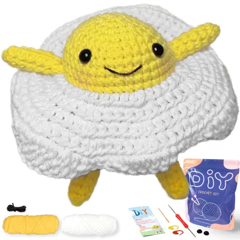 YAMAXIN 1PC Crochet Kit for Beginners Easy DIY Egg Theme Craft Tool Set with Knitting Arts And Crafts Project