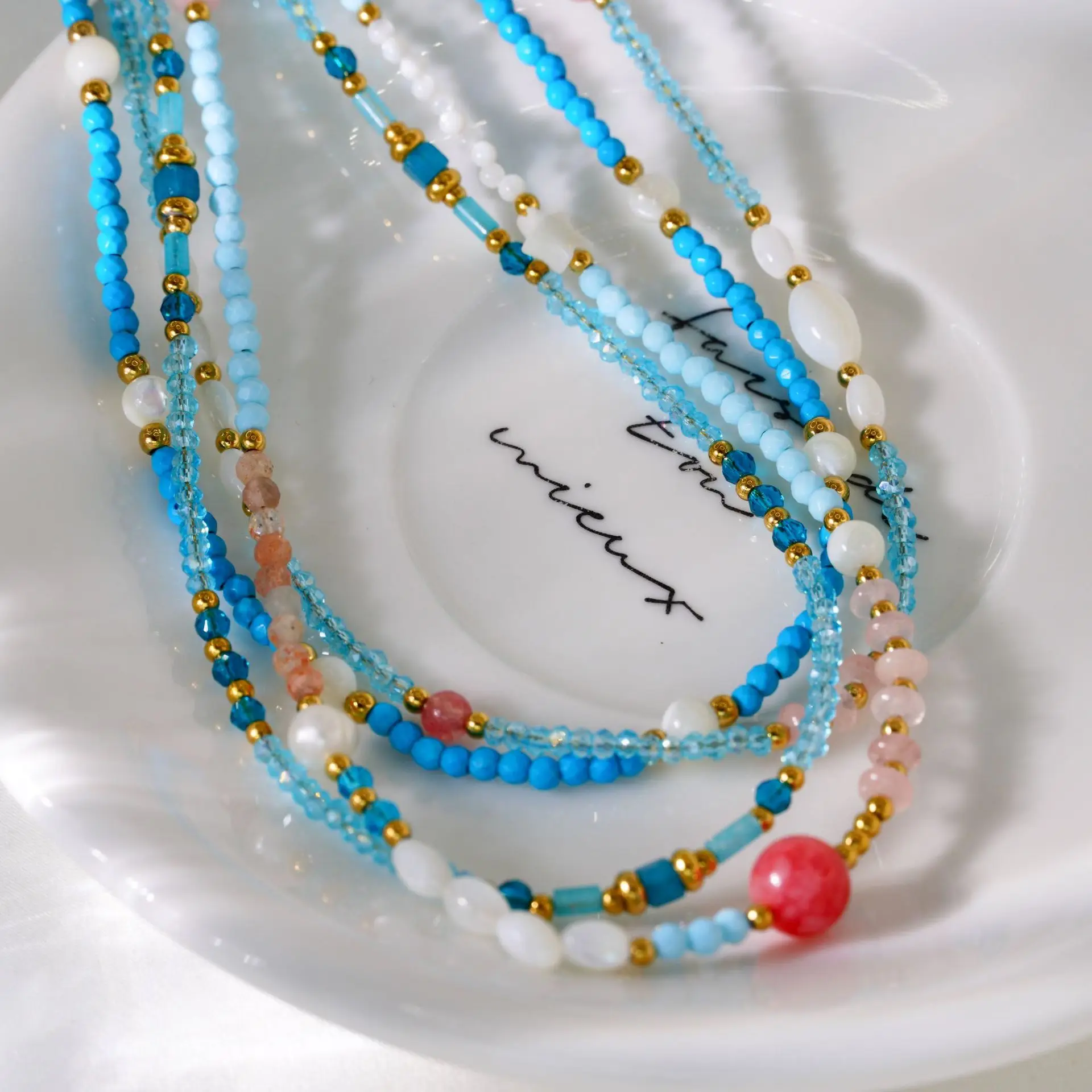 V. Stainless Steel Blue Style Natural Stone White Shell Pearl Necklace Handmade Bead Necklace Chain Women Jewelry
V. Stainless Steel Blue Style Natural Stone White Shell Pearl Necklace Handmade Bead Necklace Chain Women Jewelry