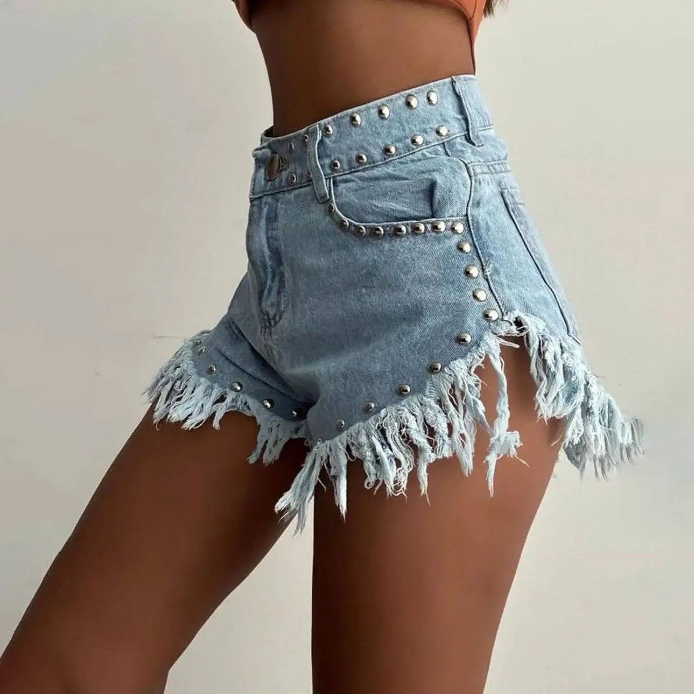 Women's Jeans Shorts Summer New Vintage Washed Blue Denim Shorts High-Waist Straight Leg Slimming Pants With Stylish Raw Hem
Women's Jeans Shorts Summer New Vintage Washed Blue Denim Shorts High-Waist Straight Leg Slimming Pants With Stylish Raw Hem