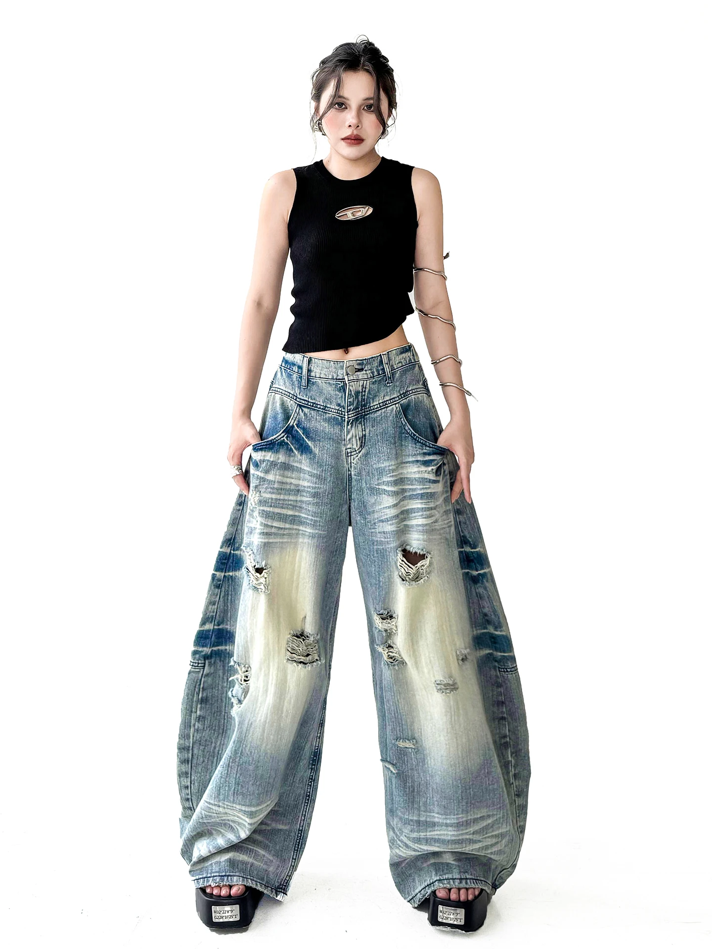 American Style Vintage High Waist Loose Wide Leg Denim Jeans Women's Spring Summer Distressed Slimming Knife Pants
American Style Vintage High Waist Loose Wide Leg Denim Jeans Women's Spring Summer Distressed Slimming Knife Pants