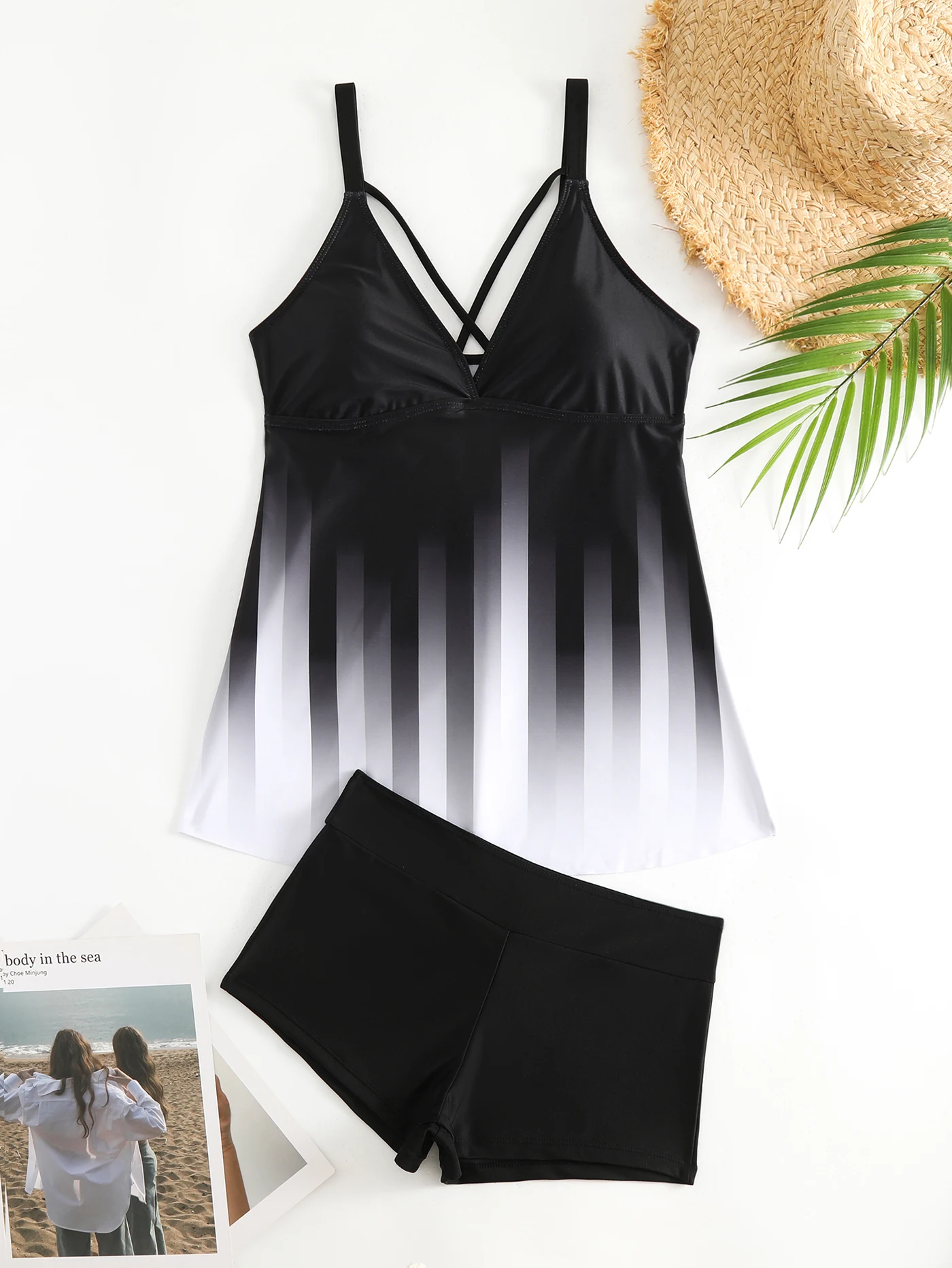 Women's Tankini Swimsuit Set, Floral Print Backless Two-Piece Swimwear, Fashionable Beachwear with Tank Top & Shorts Sexy Bikini
Women's Tankini Swimsuit Set, Floral Print Backless Two-Piece Swimwear, Fashionable Beachwear with Tank Top & Shorts Sexy Bikini