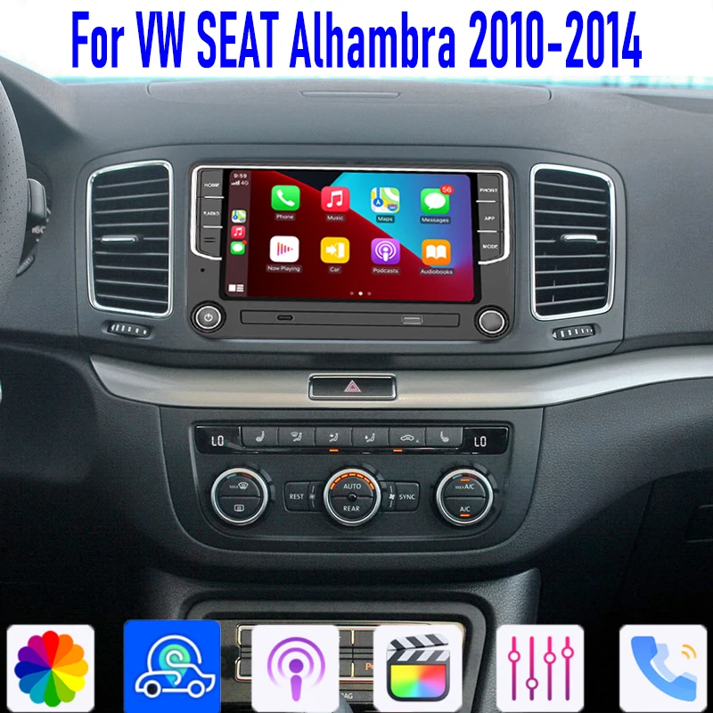GPS 7'' For VW SEAT Alhambra 2010-2014 Wireless Apple Carplay Android 13 Auto Car Stereo Radio Head Unit Camera WIFI 4-64GB BT
GPS 7'' For VW SEAT Alhambra 2010-2014 Wireless Apple Carplay Android 13 Auto Car Stereo Radio Head Unit Camera WIFI 4-64GB BT