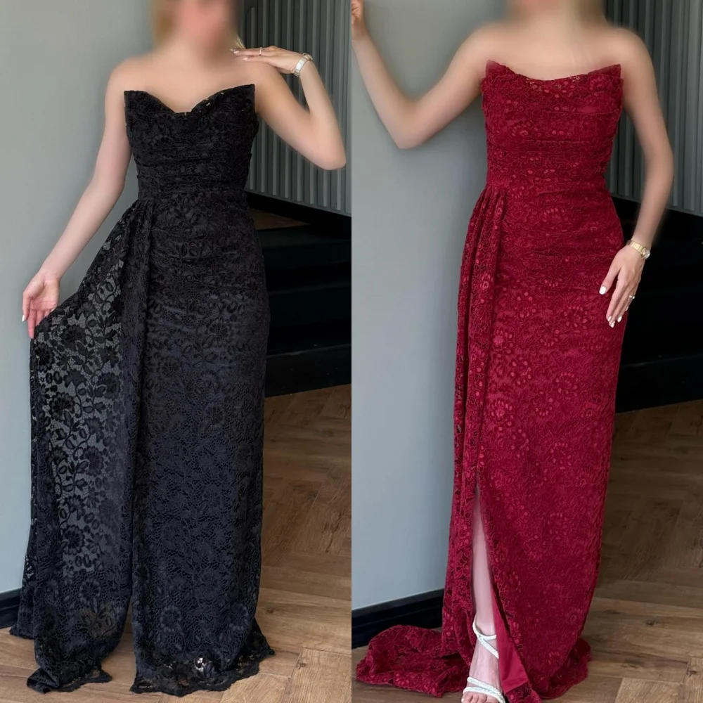 Customized Modern Style Formal Lace Ruched Pleat Straight Strapless Long Dresses Bespoke Occasion Dresses Sizes Available Sexy
Customized Modern Style Formal Lace Ruched Pleat Straight Strapless Long Dresses Bespoke Occasion Dresses Sizes Available Sexy