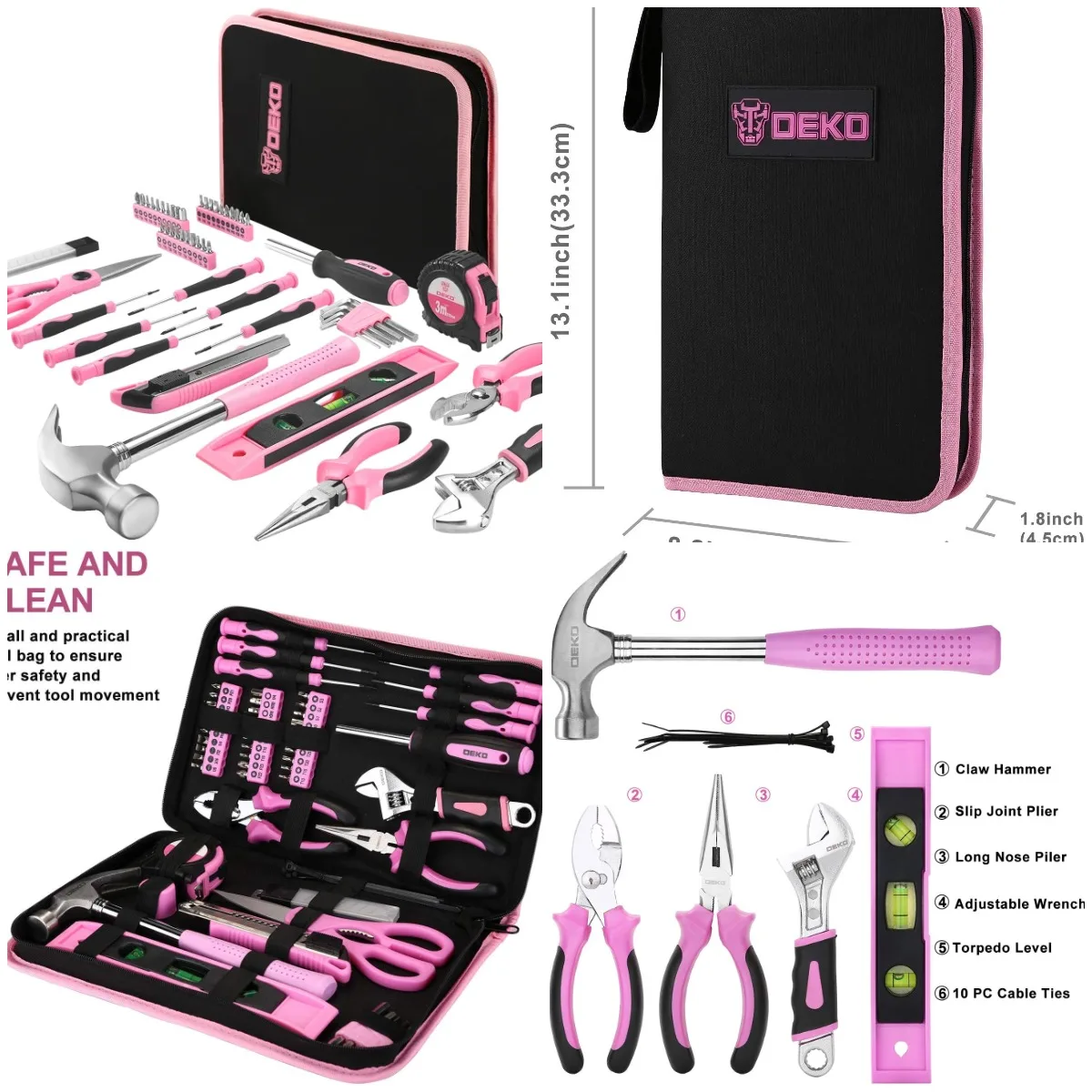 Pink 110-Piece Tool Set with Carrying Pouch for DIY & Home Maintenance
Pink 110-Piece Tool Set with Carrying Pouch for DIY & Home Maintenance