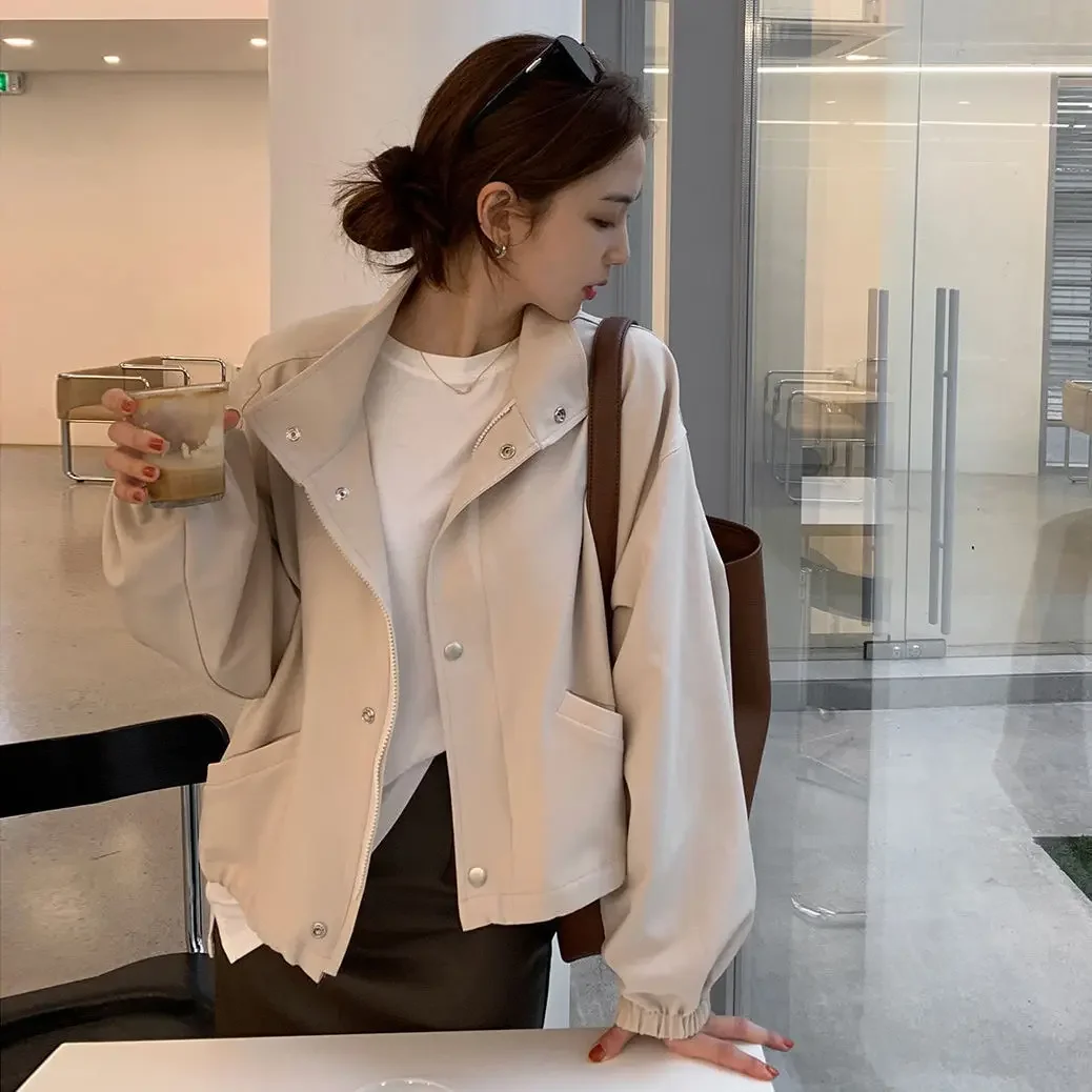 Women's Bomber Jackets Korean Style Female Baseball Aviator Coats Loose Zip-up New Products Elegant High Quality Outerwears Sale
Women's Bomber Jackets Korean Style Female Baseball Aviator Coats Loose Zip-up New Products Elegant High Quality Outerwears Sale