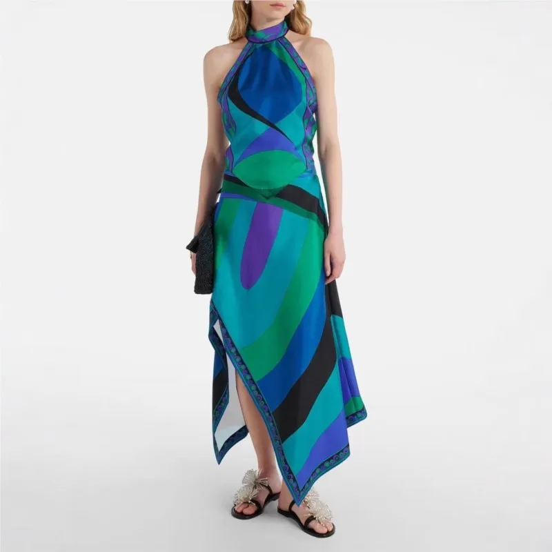 Fashion Irregular Satin Printed Sets Halter Neck Lace-up Backless Tank Midi Skirt 2 Pieces Set Summer Vacation Casual Outfits
Fashion Irregular Satin Printed Sets Halter Neck Lace-up Backless Tank Midi Skirt 2 Pieces Set Summer Vacation Casual Outfits