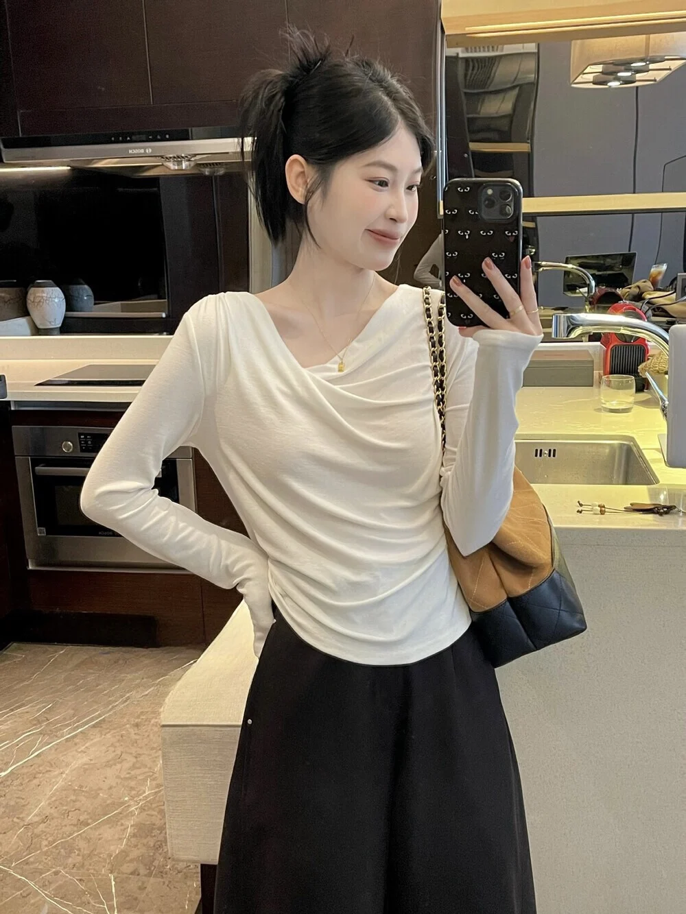 Модная женская футболка Hellokay с длинным рукавом и асимметричным вырезом, осенний дизайн, свободный крой, из смесового полиэстера, с круглым вырезом горловины
Модная женская футболка Hellokay с длинным рукавом и асимметричным вырезом, осенний дизайн, свободный крой, из смесового полиэстера, с круглым вырезом горловины