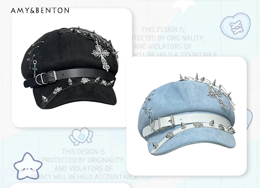 Оригинальные готические береты в стиле Харадзюку, береты в стиле панк, субкультура, индивидуальные тяжелые береты с заклепками и бисером, кожаные береты с пряжкой, кепки для женщин
Оригинальные готические береты в стиле Харадзюку, береты в стиле панк, субкультура, индивидуальные тяжелые береты с заклепками и бисером, кожаные береты с пряжкой, кепки для женщин