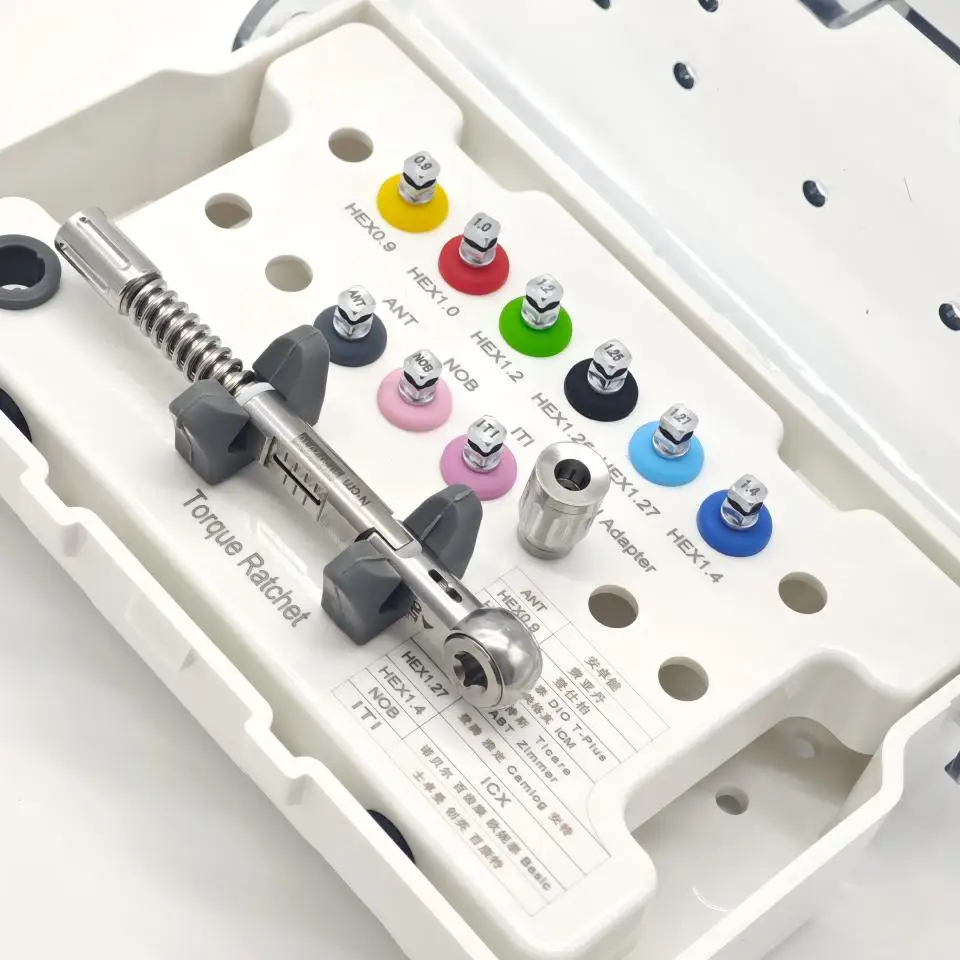 Dental Implant Torque Wrench Ratchet Wrench Kit 9 Pcs Square System Screwdrivers Set Prosthetic Dentistry Restoration Box
Dental Implant Torque Wrench Ratchet Wrench Kit 9 Pcs Square System Screwdrivers Set Prosthetic Dentistry Restoration Box