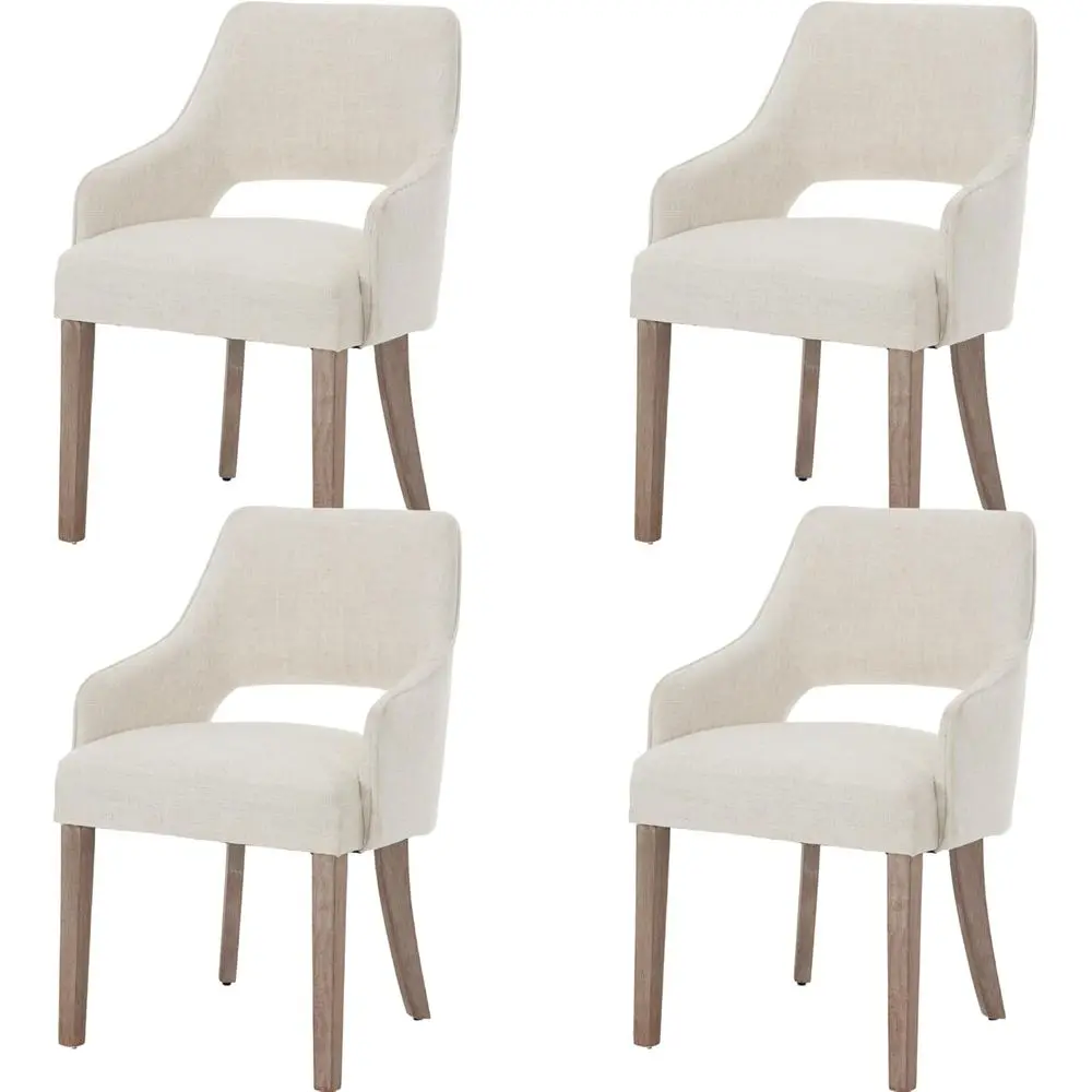 Set of 4 Linen-Upholstered Accent Chairs with Hollow Back, Padded Seat, and Wooden Legs for Kitchen or Dining Room, Beige
Set of 4 Linen-Upholstered Accent Chairs with Hollow Back, Padded Seat, and Wooden Legs for Kitchen or Dining Room, Beige