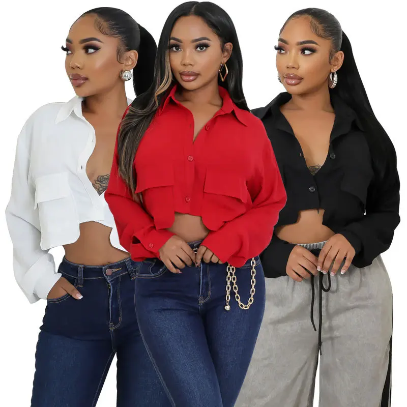 Y0019 White Summer New Solid Color Pocket Loose Shirts Women Turndown Collar Button Long Sleeve Irregular Crop Top Clothing
Y0019 White Summer New Solid Color Pocket Loose Shirts Women Turndown Collar Button Long Sleeve Irregular Crop Top Clothing