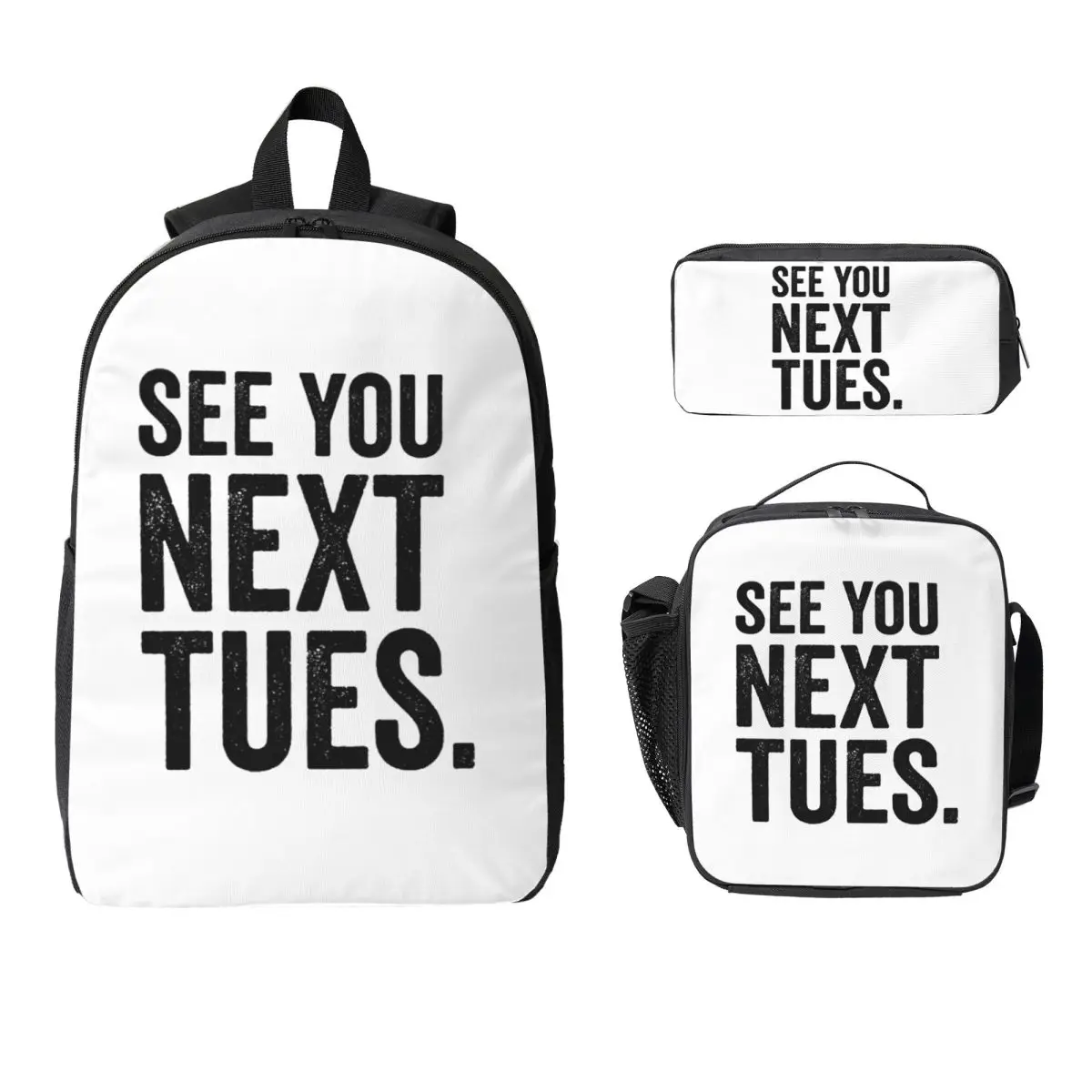 See You Next Tuesday Swearing Backpack Boys Girls BookBag School Bag Laptop Shoulder Bags 3ps Insulated Lunch Bag Pencil Case
See You Next Tuesday Swearing Backpack Boys Girls BookBag School Bag Laptop Shoulder Bags 3ps Insulated Lunch Bag Pencil Case