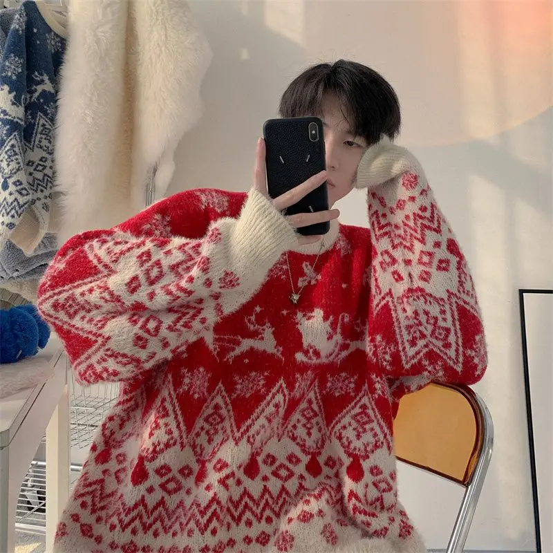 2023 Autumn Winter Men's New Korean Fashion Christmas Sweater Loose Comfortable Round Neck Long Sleeve Pullover New Year Sweater
2023 Autumn Winter Men's New Korean Fashion Christmas Sweater Loose Comfortable Round Neck Long Sleeve Pullover New Year Sweater