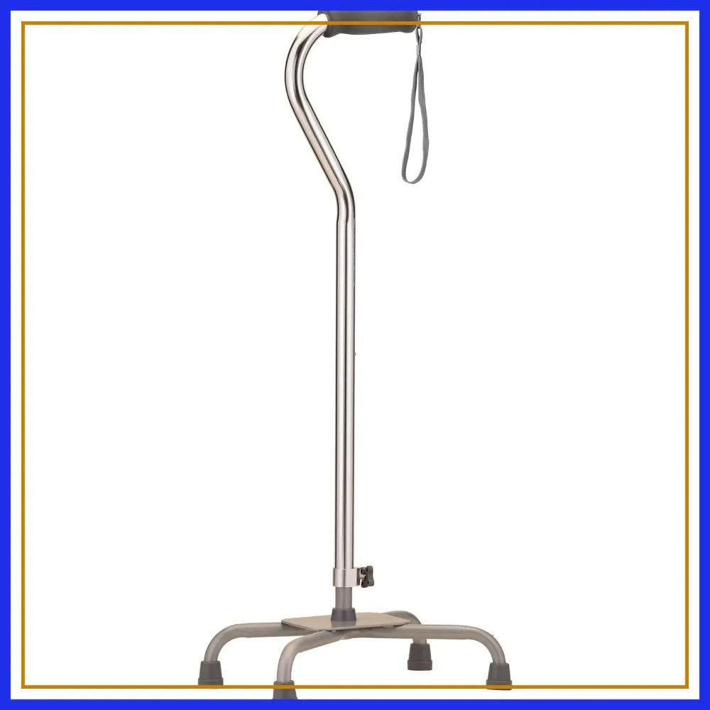 500 lb Capacity Heavy Duty Quad Cane with Large Base, Offset Handle, Adjustable Height, Silver
500 lb Capacity Heavy Duty Quad Cane with Large Base, Offset Handle, Adjustable Height, Silver
