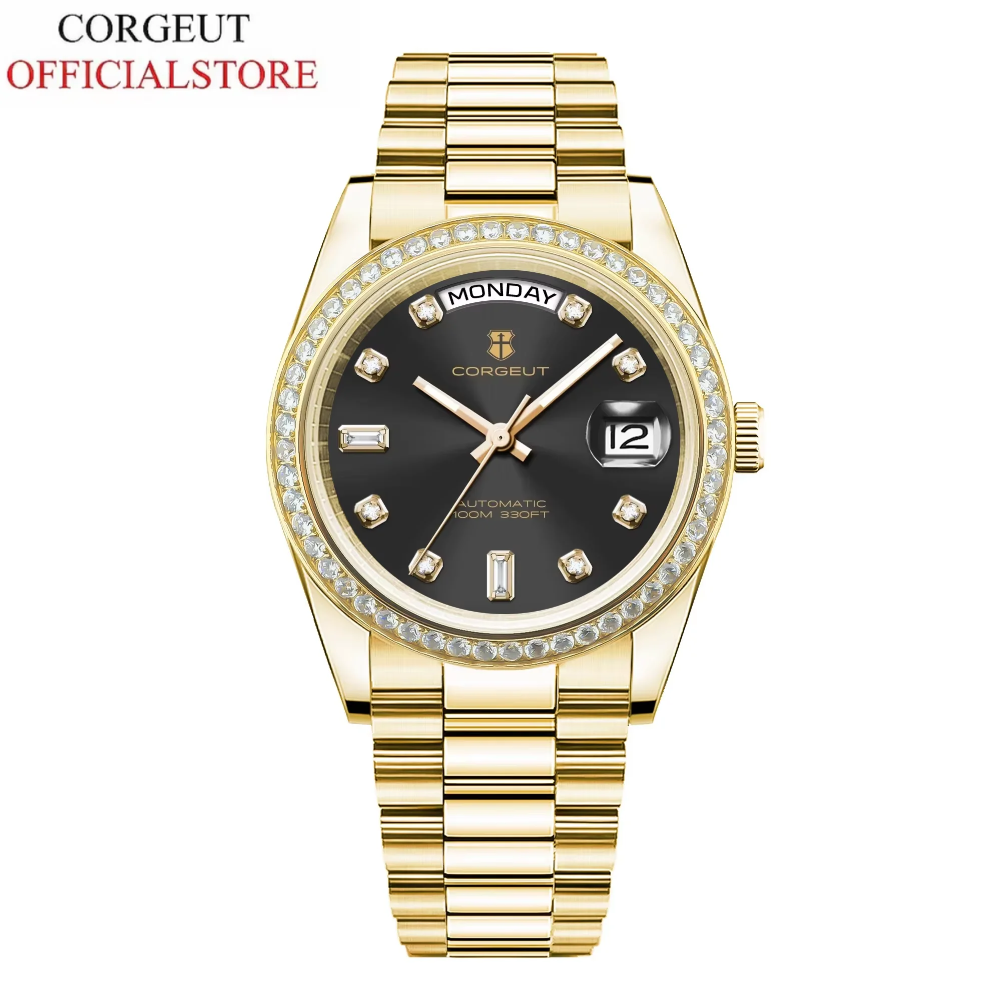 Corgeut 39mm NH36 Mechanical Movement,Sapphire & Diamond Studded Bezel,Men's Automatic Gold Relogio Masculino,Premium Steel Band
Corgeut 39mm NH36 Mechanical Movement,Sapphire & Diamond Studded Bezel,Men's Automatic Gold Relogio Masculino,Premium Steel Band
