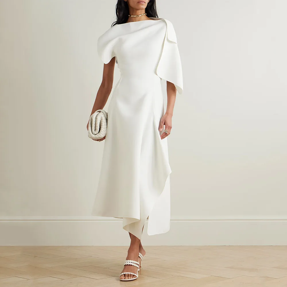 Customized Modern Cocktail Dresses for Women 2026 Boat Neck Asymmetrical Cocktail Gowns Midi A Line Side Split Short Party Dress
Customized Modern Cocktail Dresses for Women 2026 Boat Neck Asymmetrical Cocktail Gowns Midi A Line Side Split Short Party Dress