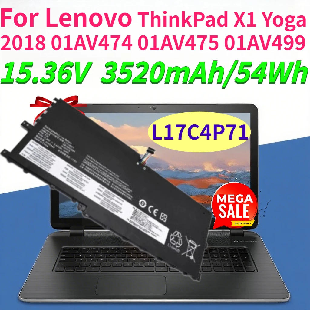 3520mah High-Performance L17C4P71 L17M4P71 L17M4P73 01AV474 01AV475 01AV499 Laptop Battery For Lenovo ThinkPad X1 Yoga 2018
3520mah High-Performance L17C4P71 L17M4P71 L17M4P73 01AV474 01AV475 01AV499 Laptop Battery For Lenovo ThinkPad X1 Yoga 2018