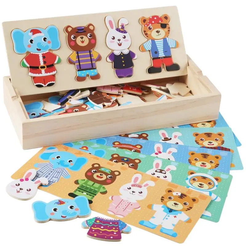 Elephant Bear Change Clothes Children's Early Education Wooden Jigsaw Puzzle Dressing Game Baby Puzzle Toys For Children Gift
Elephant Bear Change Clothes Children's Early Education Wooden Jigsaw Puzzle Dressing Game Baby Puzzle Toys For Children Gift