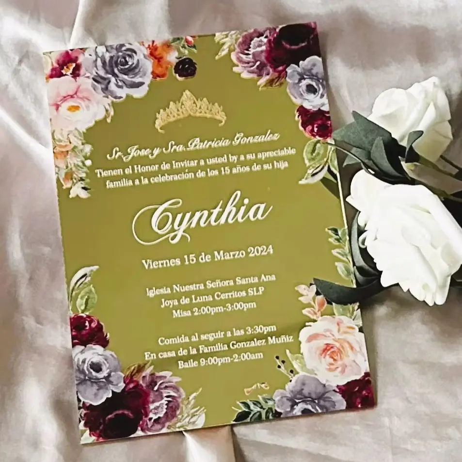 Custom 10pcs Acrylic Quinceanera Invitation,Plexiglass Mirror Gold, Happy Birthday Invitation Party Decoration
Custom 10pcs Acrylic Quinceanera Invitation,Plexiglass Mirror Gold, Happy Birthday Invitation Party Decoration