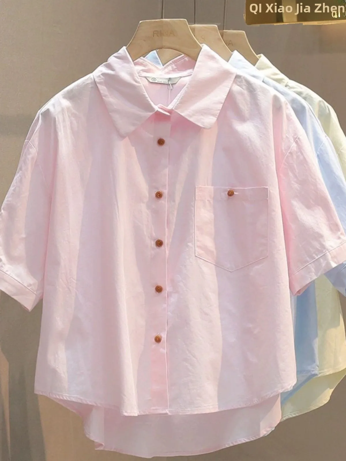 Pure Cotton Short Sleeve Ladies Shirt Casual Loose Fit Summer New Style Slimming Base Layer Top Korean Style Commute Wind
Pure Cotton Short Sleeve Ladies Shirt Casual Loose Fit Summer New Style Slimming Base Layer Top Korean Style Commute Wind