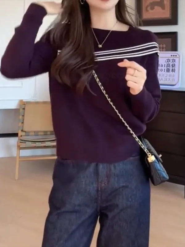 Вязаный свитер большого размера с длинными рукавами для женщин, весенний модный свободный топ с отложным воротником, в корейском стиле, для повседневной носки
Вязаный свитер большого размера с длинными рукавами для женщин, весенний модный свободный топ с отложным воротником, в корейском стиле, для повседневной носки