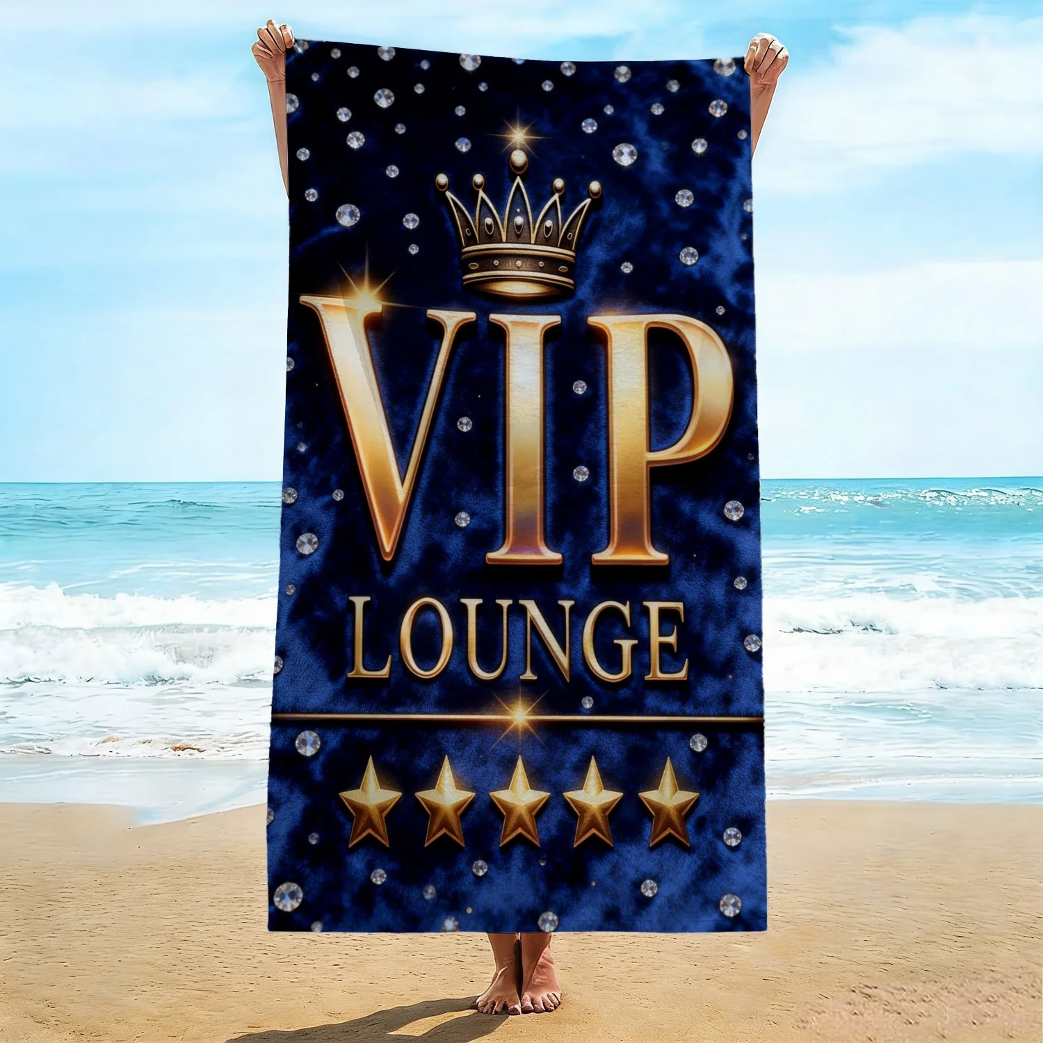 Oversized VIP Beach Towel, Soft Microfiber Quick Dry Gold VIP Lounge Print Bath Towel, Large Pool & Travel Blanket 1pcs
Oversized VIP Beach Towel, Soft Microfiber Quick Dry Gold VIP Lounge Print Bath Towel, Large Pool & Travel Blanket 1pcs