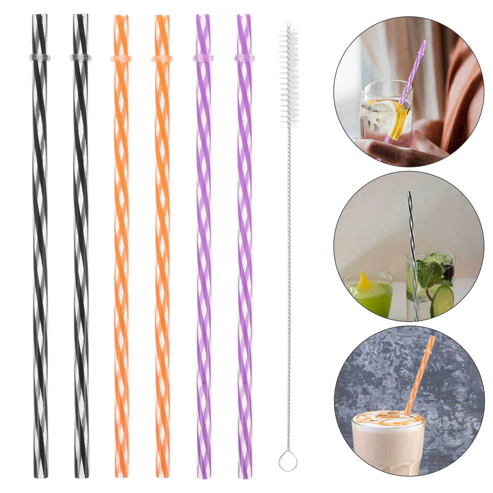 Halloween Reusable Hard Plastic Striped Straws Orange Purple Black Antislip Rings Easy Clean Eco Friendly Tumblers Straws
Halloween Reusable Hard Plastic Striped Straws Orange Purple Black Antislip Rings Easy Clean Eco Friendly Tumblers Straws