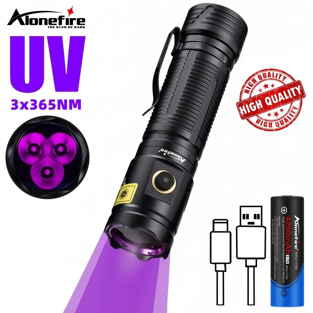 3x365nm High Power LED UV Flashlight Blacklight Ultraviolet Invisible Ink Marker Pet Urine Stain Tinea Ore Scorpion Check Torch
3x365nm High Power LED UV Flashlight Blacklight Ultraviolet Invisible Ink Marker Pet Urine Stain Tinea Ore Scorpion Check Torch