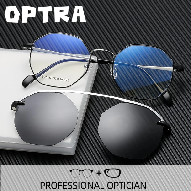 OPTRA Anti Blue Light Optical Prescription Reading Eyewear Polarized Magnetic Clip Eyeglasses New Fashion Two Color Sunglasses
OPTRA Anti Blue Light Optical Prescription Reading Eyewear Polarized Magnetic Clip Eyeglasses New Fashion Two Color Sunglasses