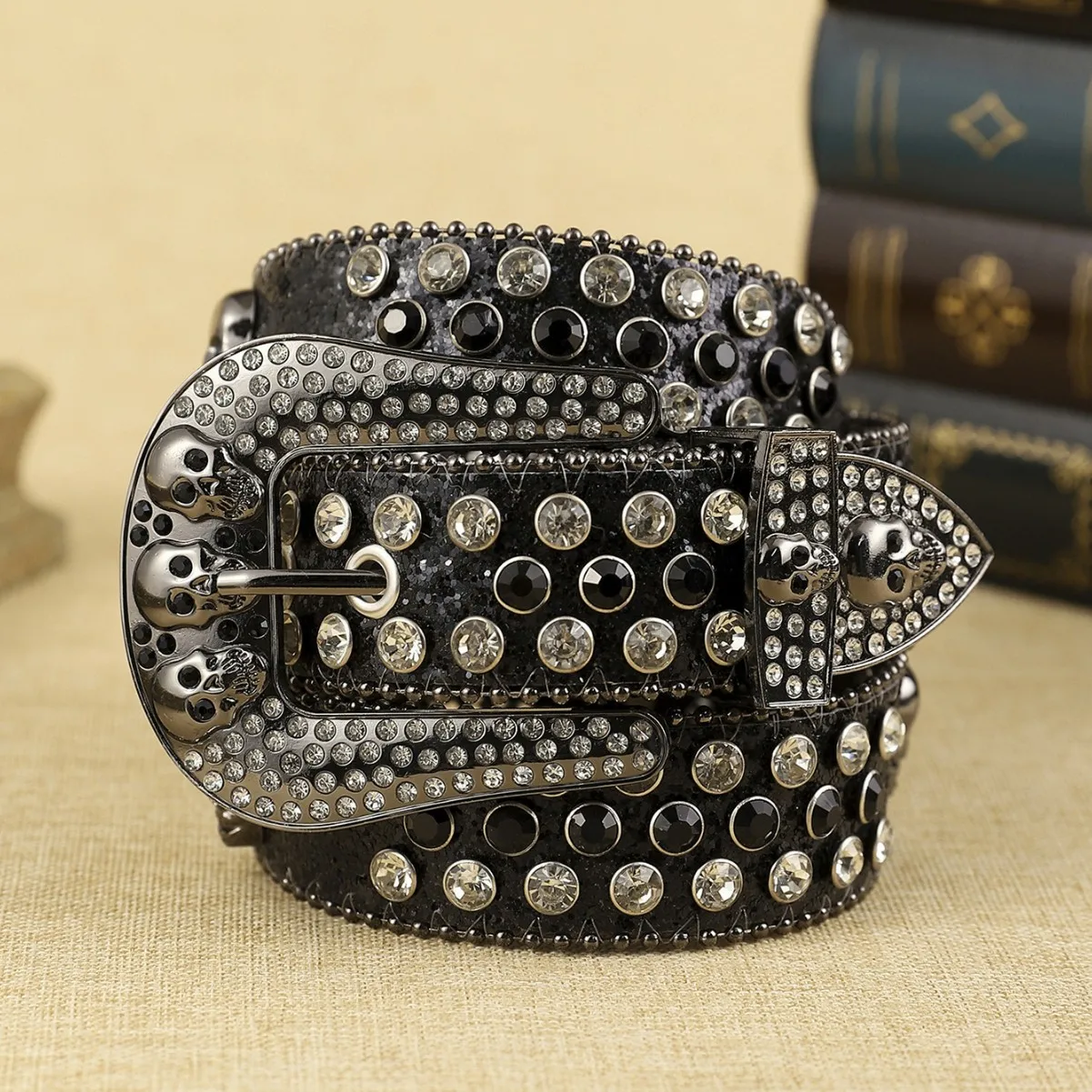 Vintage Punk Black New Skull Buckle Belt Rhinestone Women, Halloween Fashion Glitter Leather Rivet Belts for Woman Luxury
Vintage Punk Black New Skull Buckle Belt Rhinestone Women, Halloween Fashion Glitter Leather Rivet Belts for Woman Luxury
