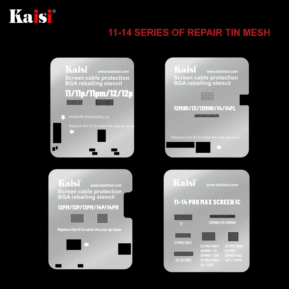 Kaisi ЖК-дисплей IC BGA реболлинг трафарет для iPhone 11 12 13 14PM сенсорный экран гибкий чип полировка удаление шаблон защиты
Kaisi ЖК-дисплей IC BGA реболлинг трафарет для iPhone 11 12 13 14PM сенсорный экран гибкий чип полировка удаление шаблон защиты