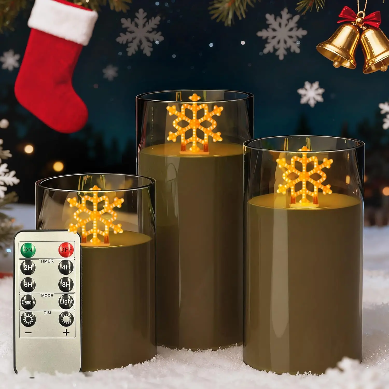 LED Snowflake Flameless Candle Night Light with Remote, 3-Pack Battery Operated Flickering Decor for Holiday Home
LED Snowflake Flameless Candle Night Light with Remote, 3-Pack Battery Operated Flickering Decor for Holiday Home