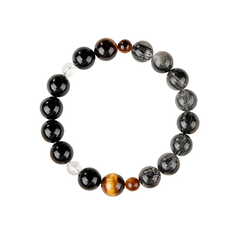 Natural Obsidian, Black Rutilated Quartz & Yellow Tiger Eye Bracelet – Luck Jewelry for Men and Women Gifts
Natural Obsidian, Black Rutilated Quartz & Yellow Tiger Eye Bracelet – Luck Jewelry for Men and Women Gifts