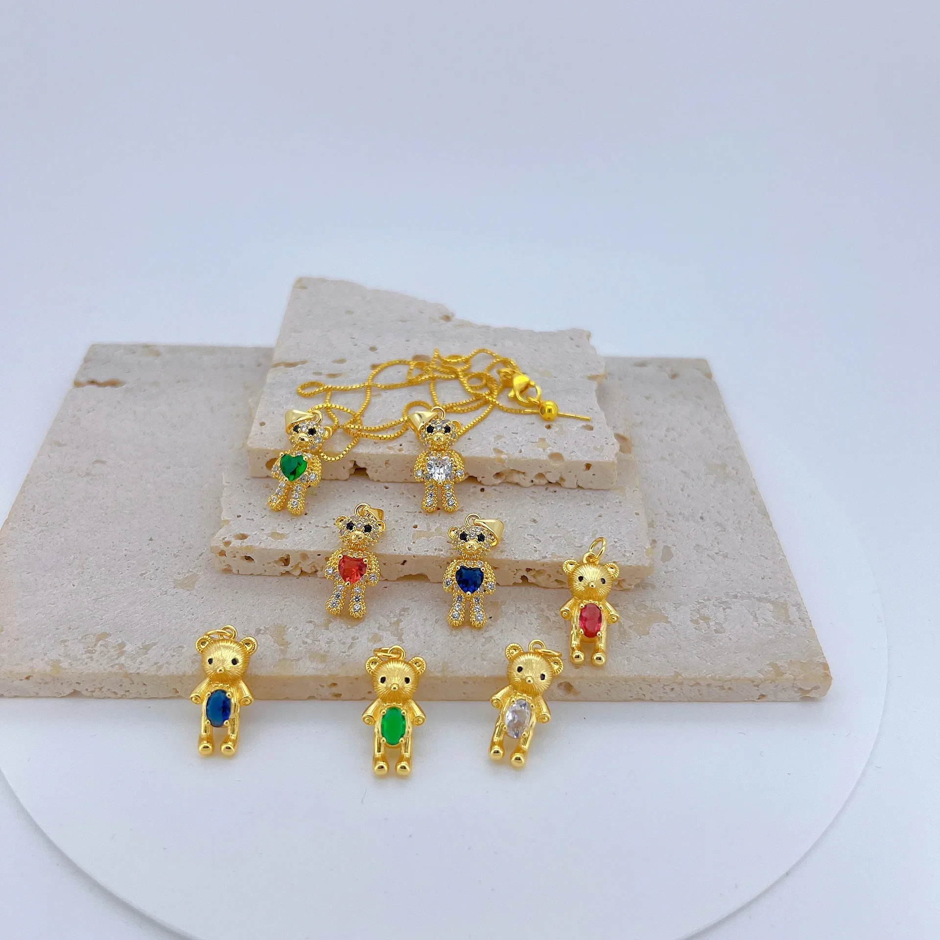 3Pcs Bear Pendant For Diy Necklace Making Supplies Plated Brass Inlay Large Colorful Oval Heart Shape Zircon Jewelry Accessories
3Pcs Bear Pendant For Diy Necklace Making Supplies Plated Brass Inlay Large Colorful Oval Heart Shape Zircon Jewelry Accessories