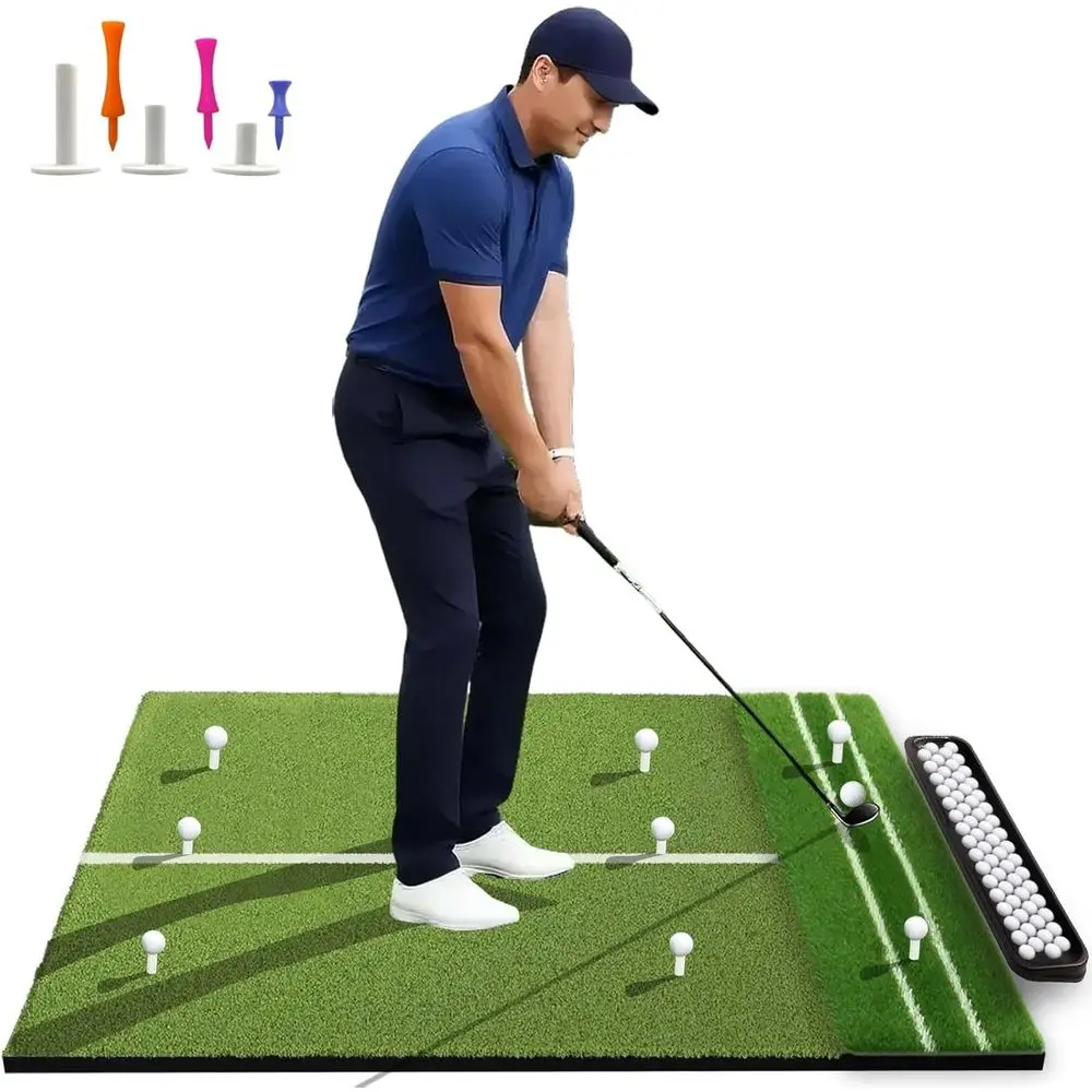 Enhanced 5x4ft Golf Hitting Mat with Tray, Thick Turf, 3 Tees, Ideal for Indoor & Outdoor Swing and Chipping Practice for Men an
Enhanced 5x4ft Golf Hitting Mat with Tray, Thick Turf, 3 Tees, Ideal for Indoor & Outdoor Swing and Chipping Practice for Men an