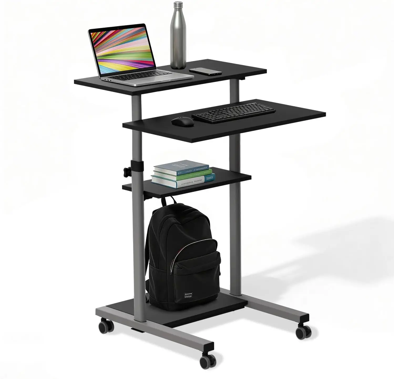 Adjustable Height Standing Desk on Wheels, 27.5" Wide Mobile Workstation, 132 lbs Capacity
Adjustable Height Standing Desk on Wheels, 27.5" Wide Mobile Workstation, 132 lbs Capacity