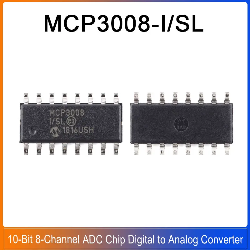 5PCS MCP3008-I/SL Mcp3008 SOIC-16 Mcp 10-Bit 8-Channel ADC Chip Digital to Analog Converter IC Chip
5PCS MCP3008-I/SL Mcp3008 SOIC-16 Mcp 10-Bit 8-Channel ADC Chip Digital to Analog Converter IC Chip