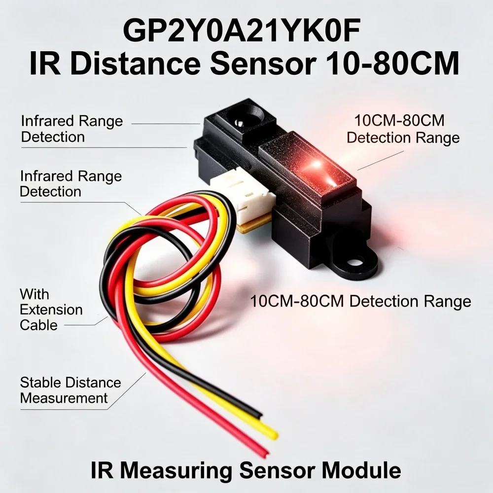 FYX Stock GP2Y0A21YK0F Distance Sensor 10CM-80CM IR Measuring Module Range Detection Sensor With Cable
FYX Stock GP2Y0A21YK0F Distance Sensor 10CM-80CM IR Measuring Module Range Detection Sensor With Cable