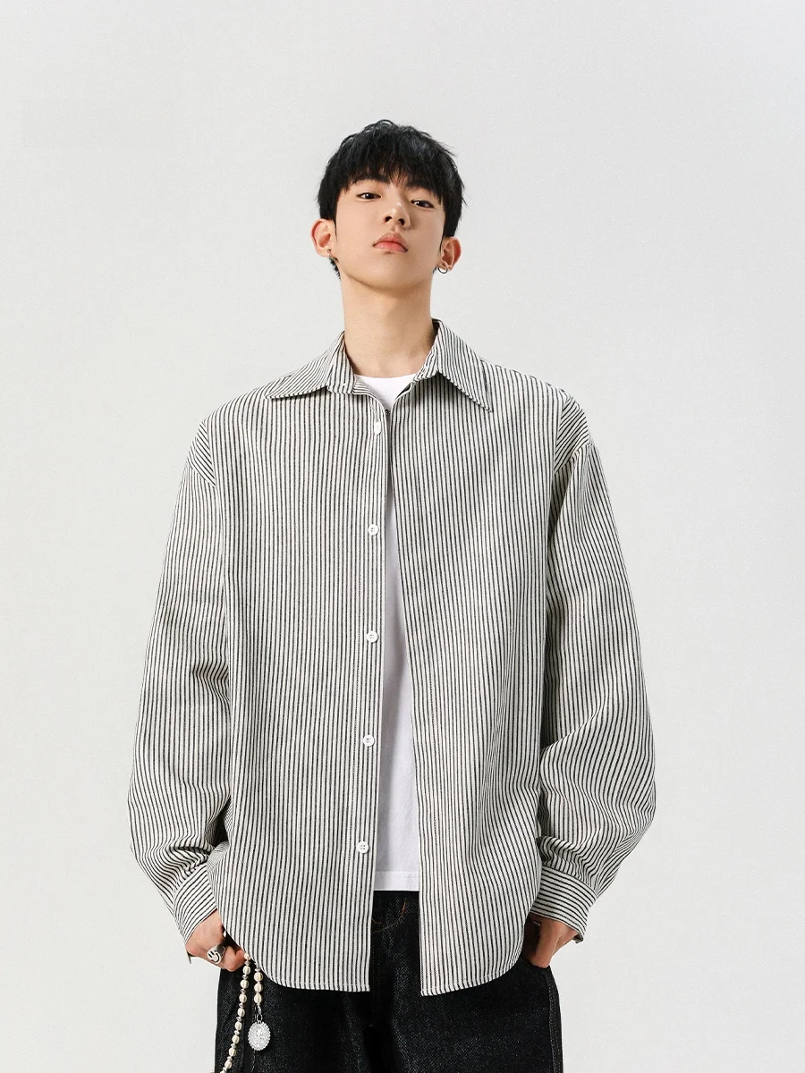 Casual Loose Long Sleeve Men's Shirt Striped Pattern Breathable Spring Fashion Polyester Cotton Blend Regular Fit Button up
Casual Loose Long Sleeve Men's Shirt Striped Pattern Breathable Spring Fashion Polyester Cotton Blend Regular Fit Button up
